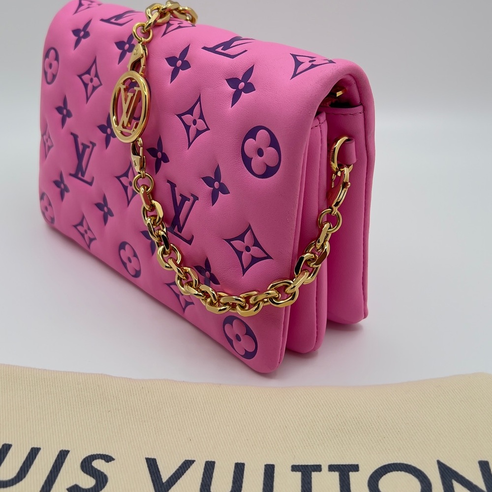 Louis Vuitton Lambskin Embossed Monogram Vuittamins Pochette Coussin Rose Violet - Picture 11 of 15